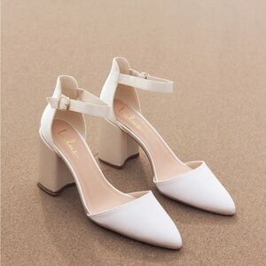 Lulus Ellarose Ivory Satin Ankle Strap Heels